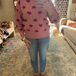 Heart Patterned Pink Sweater